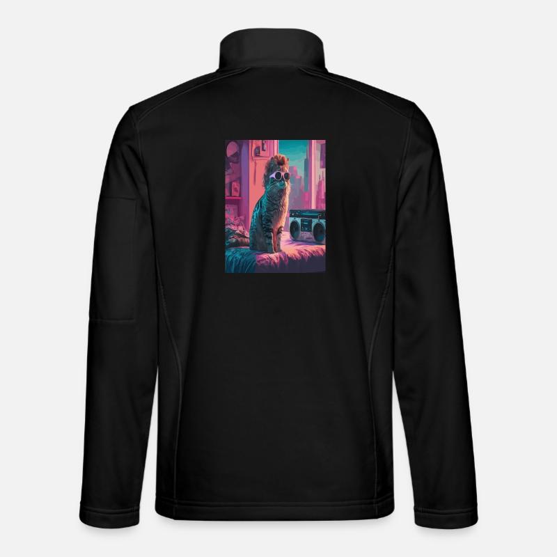 Chat urbain dans une ambiance rétro Veste en tissu softshell Unisexe