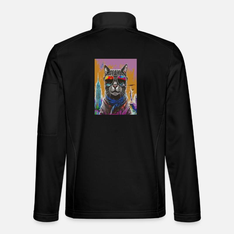 Urban Cat with Rainbow Shades - Unisex Softshelljacke - Schwarz