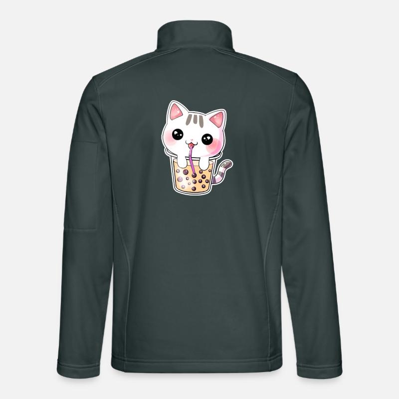 Kawaii Bubble Tea Chat Veste en tissu softshell Unisexe