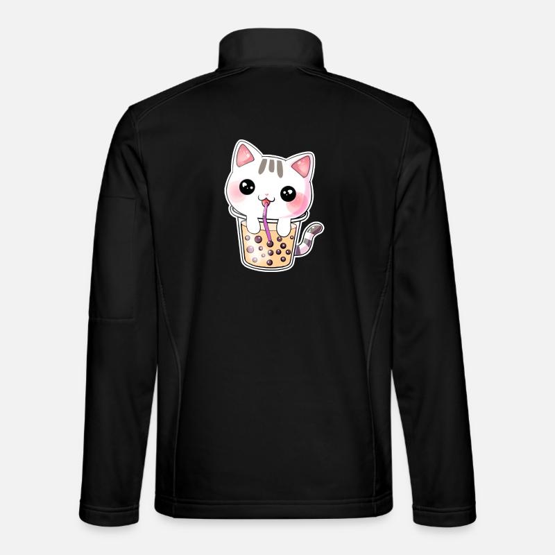 Kawaii Bubble Tea Chat - Veste en tissu softshell Unisexe - noir