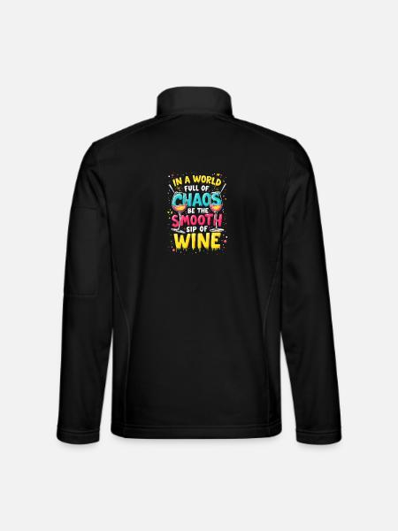 IN EINER WELT VOLLER CHAOS SEI DER SANFTE SCHLUCK WEIN - Unisex Softshelljacke - Schwarz - Hinten