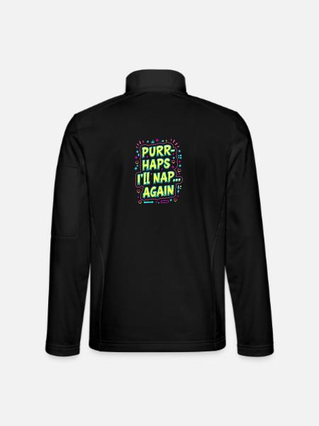 SCHNURR-HAPS, ICH MACHE EIN NICKERCHEN... NOCHMAL, LUSTIGES KATZENZITAT - Unisex Softshelljacke - Schwarz - Hinten
