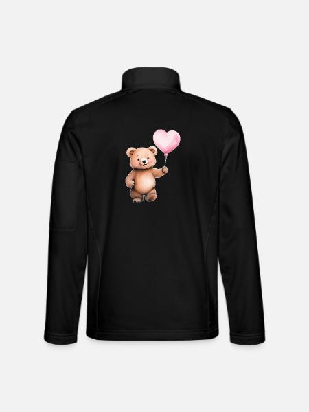 Heart Balloon Teddy - Unisex Softshell Jacket - black