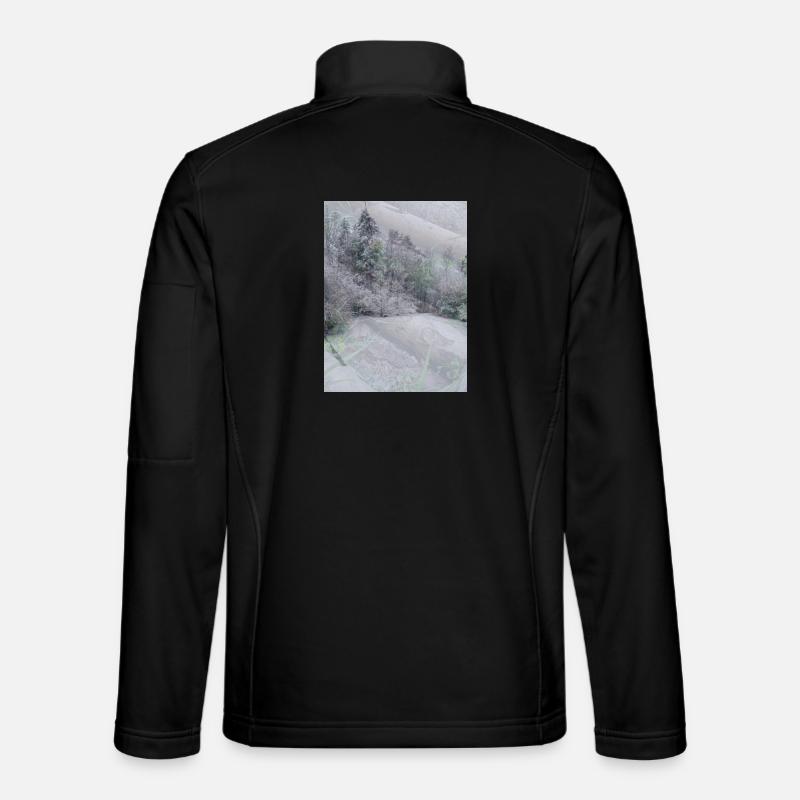 Schnee Landschaft auf Baumstämmen - Unisex Softshelljacke - Schwarz