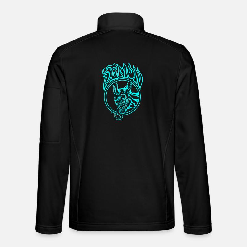 BLUE Demon – Infernal Line Art Illustration - Unisex Softshell Jacket - black