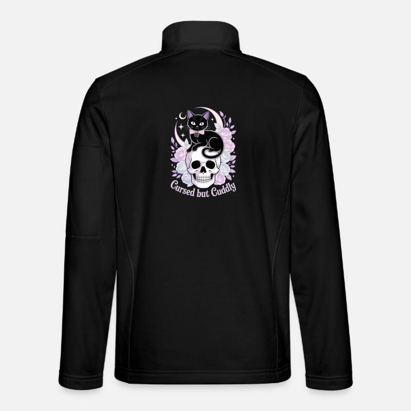 Mystical Cats and Bones Design - Unisex Softshell Jacket - black