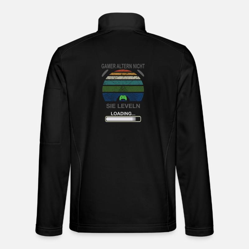 Gamer Leveling Loading Retro Sunburst - Unisex Softshell Jacket - black