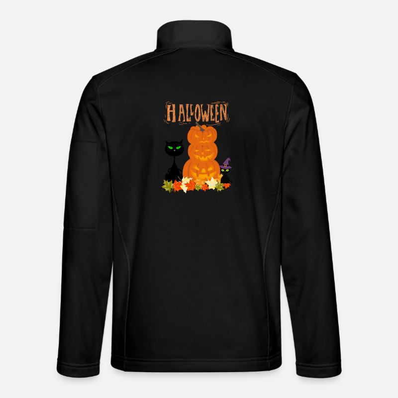 Halloween Stack Pumpkins Cat - Unisex Softshell Jacket - black
