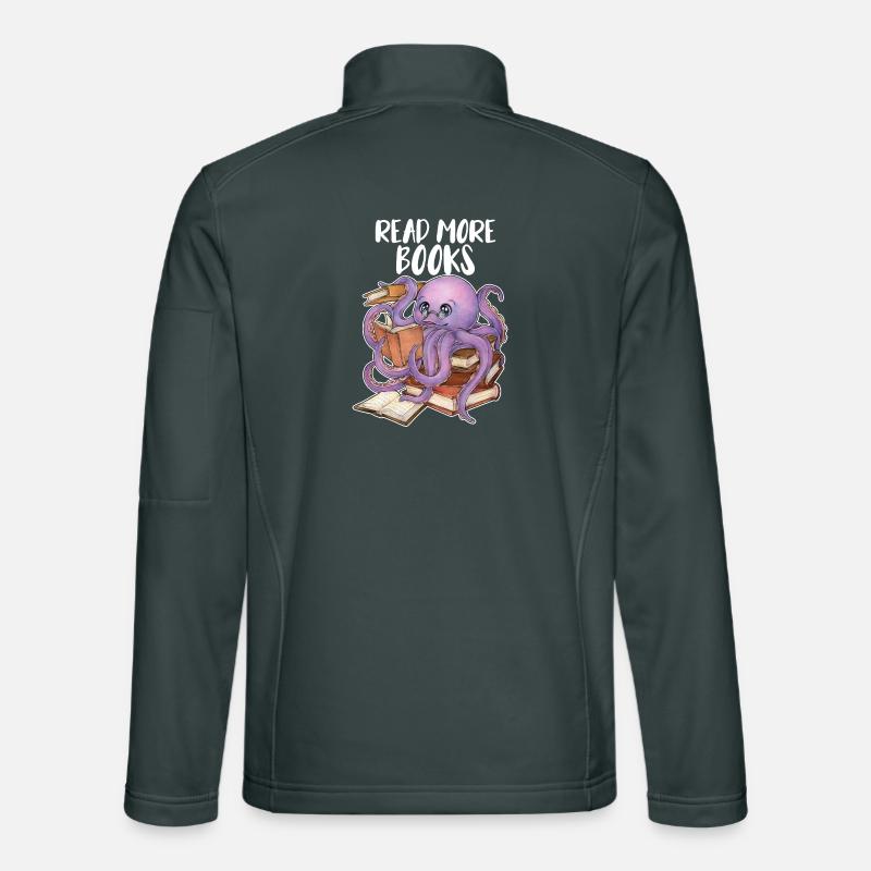 Lesender Oktopus im Bücherstapel Buch Geschenk Unisex Softshelljacke