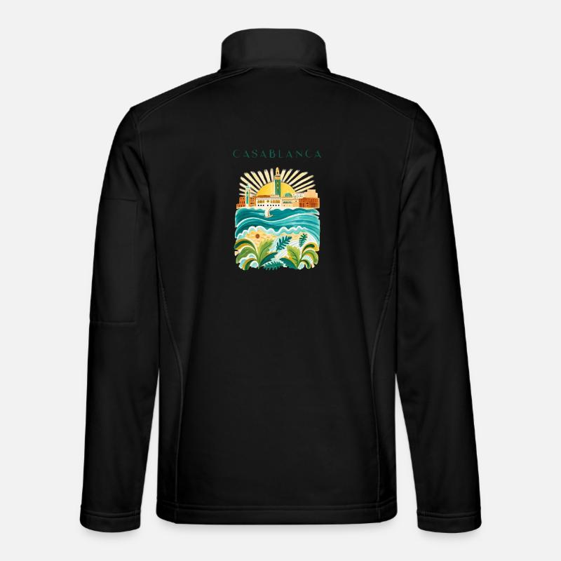 Casablanca Küstenidyll Illustration - Unisex Softshelljacke - Schwarz