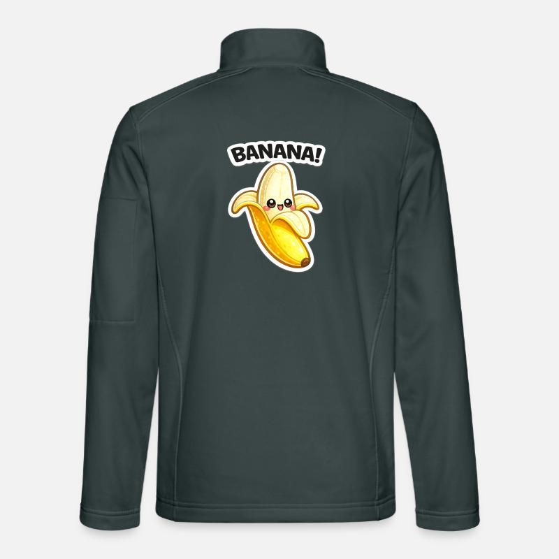Impression de banane dessinée Kawaii Veste en tissu softshell Unisexe