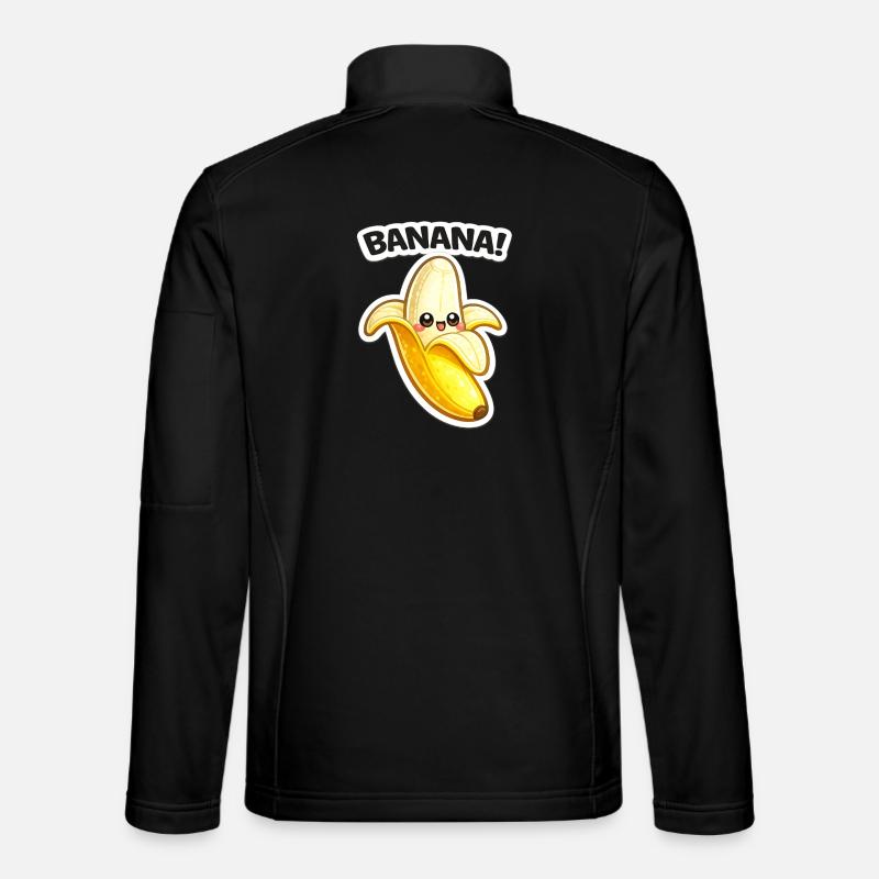 Impression de banane dessinée Kawaii - Veste en tissu softshell Unisexe - noir