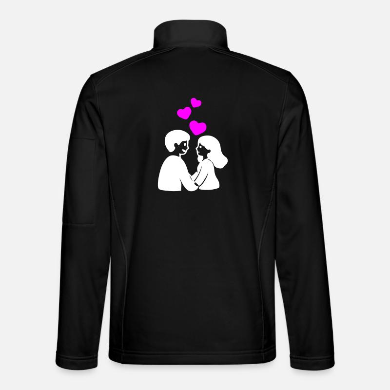 Forelskede par hjerter - Unisex softshelljakke - sort
