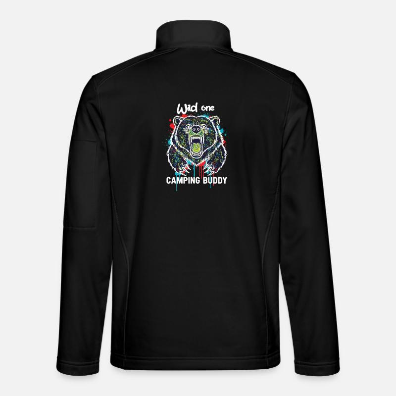 Wilder Campingkumpel Grizzlybär - Unisex Softshelljacke - Schwarz