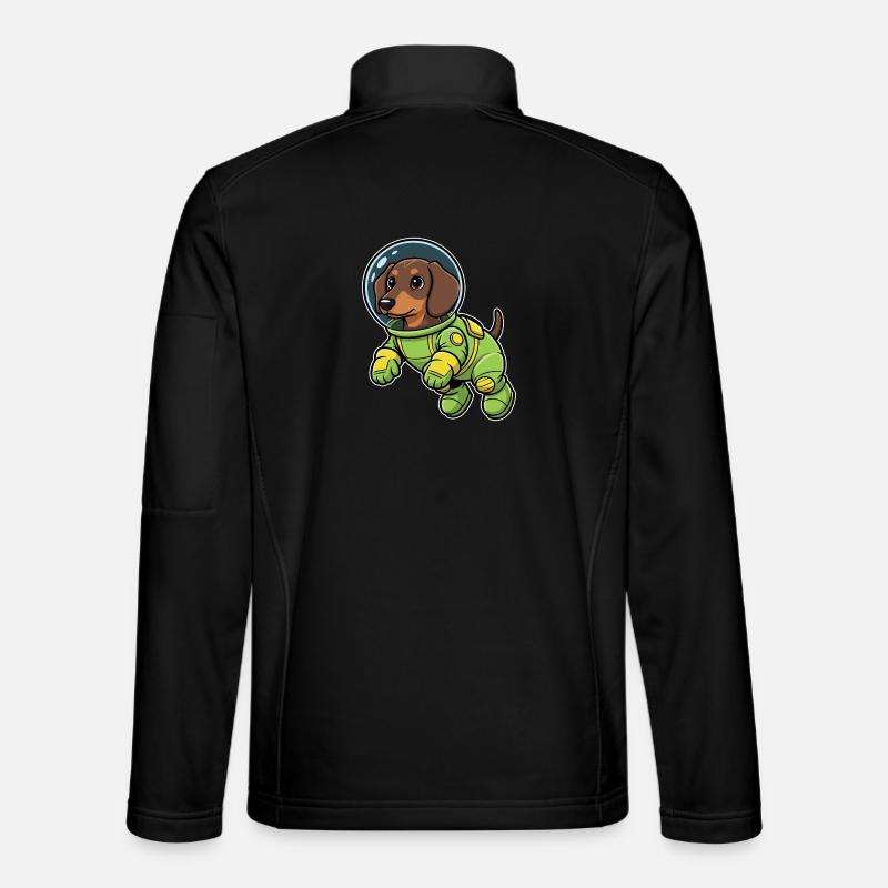 Chien Teckel Astronaute Espace Vert - Veste en tissu softshell Unisexe - noir