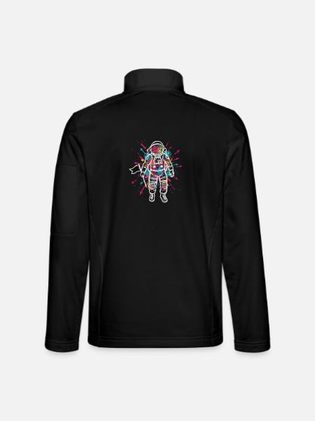Space Astronaut Scribble Doodles Color - Unisex Softshell Jacket - black - Back