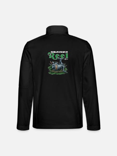 Angelrollen-Humor-Campingzitat - Unisex Softshelljacke - Schwarz