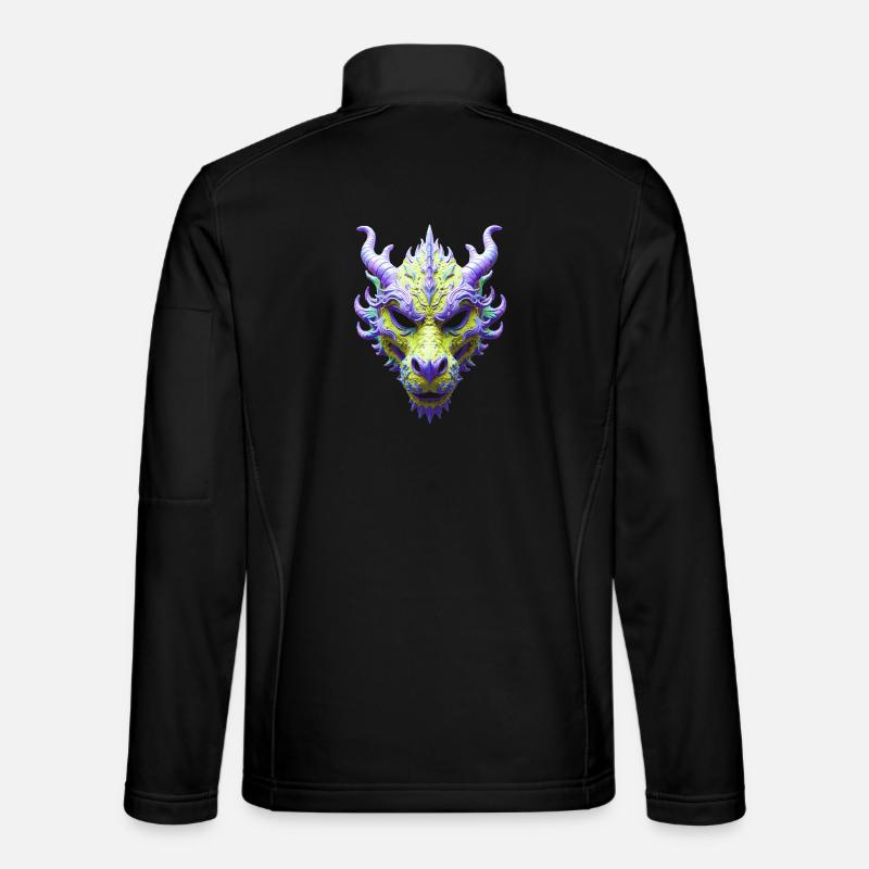 Aurora-Grüne Drachenmaske - Unisex Softshelljacke - Schwarz