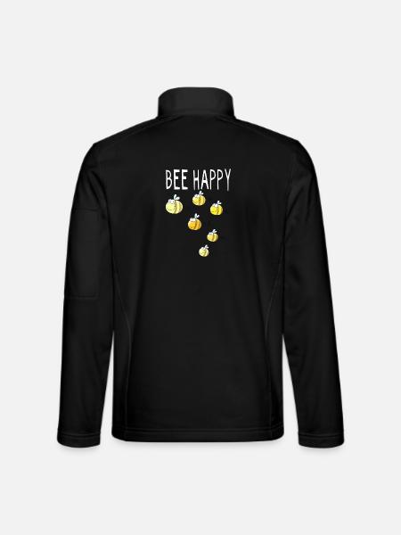 Bee Happy - Biene - Bienen - Hummel - Geschenk - Unisex Softshelljacke - Schwarz - Hinten