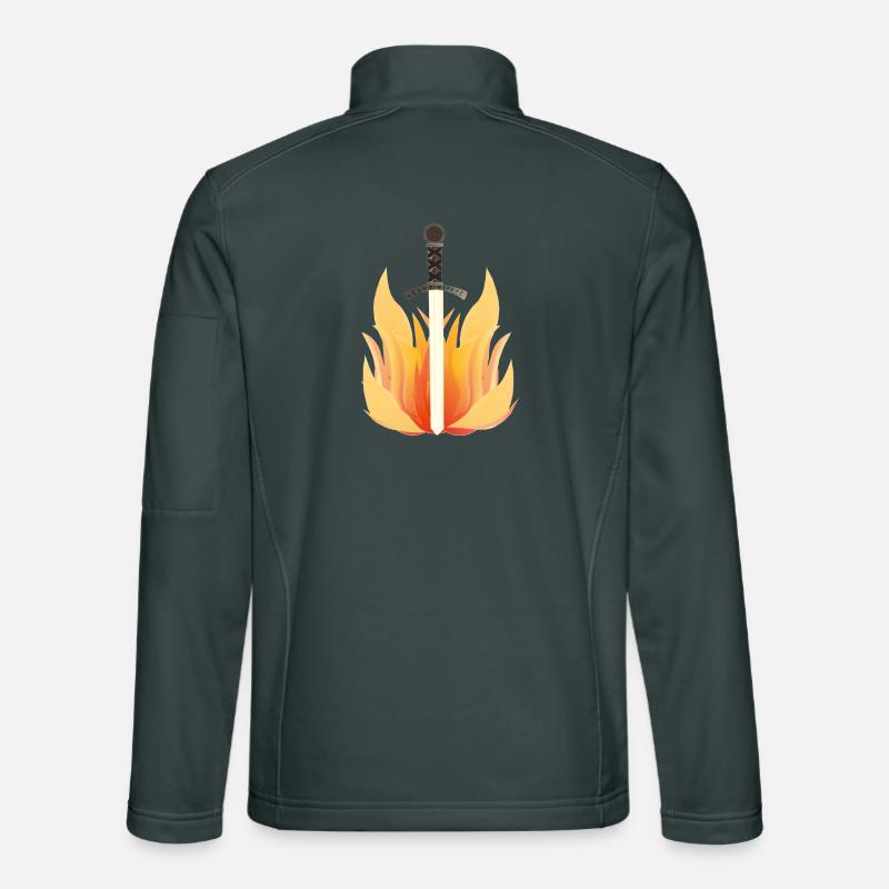 Long Sword with Flame Pattern, Fire Designs Unisex Softshell Jacket