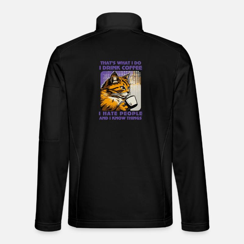 Caffeine-Powered Cat Lover - Unisex Softshell Jacket - black