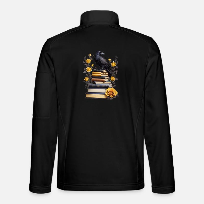Bücherstapel mit Rabe - Unisex Softshelljacke - Schwarz