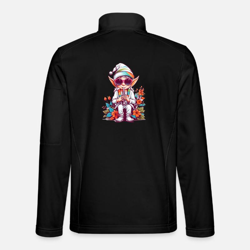 Elfe mit Flöte - Unisex Softshelljacke - Schwarz