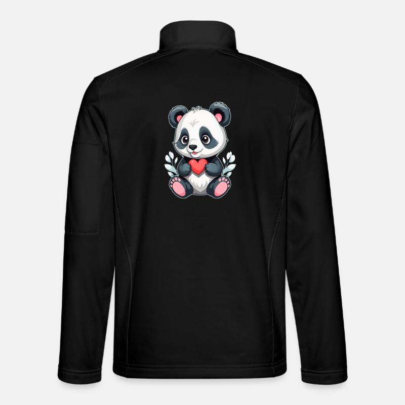 Panda mit Herz - Unisex Softshelljacke - Schwarz