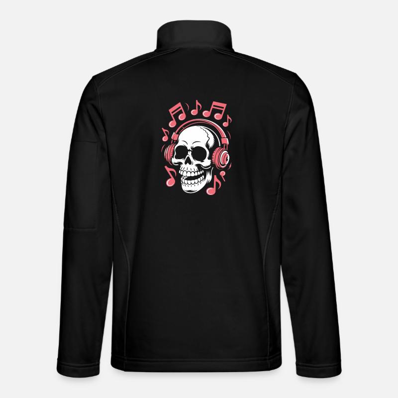 Skull with Headphones Music Art - Unisex Softshell Jacket - black