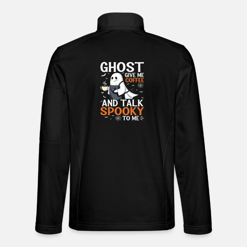 Spooky Ghost Coffee Talk T-Shirt - Unisex Softshell Jacket - black