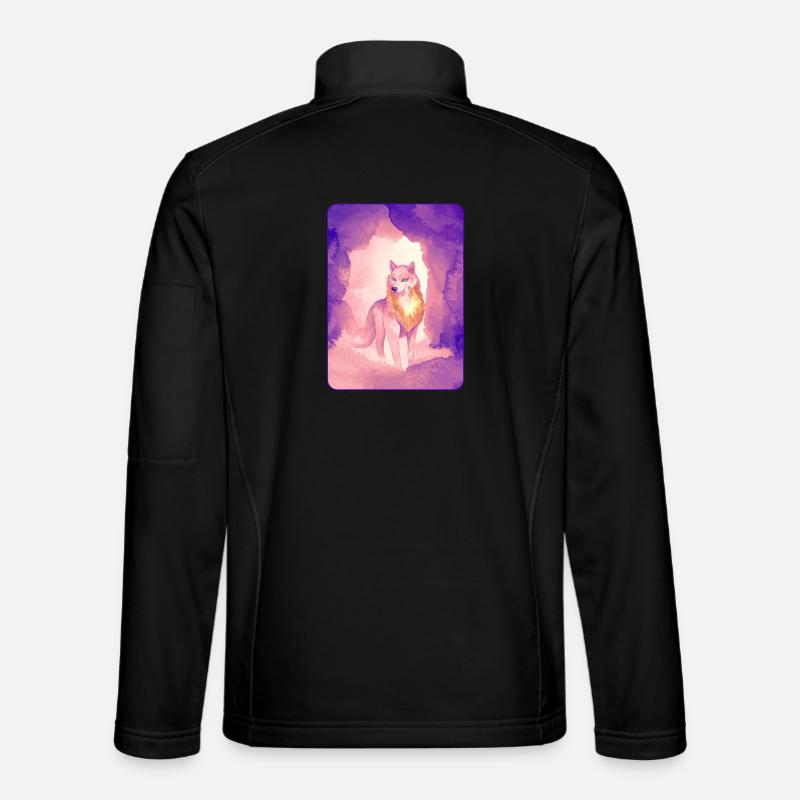 Loup blanc à l’aquarelle 2 (violet) - Veste en tissu softshell Unisexe - noir