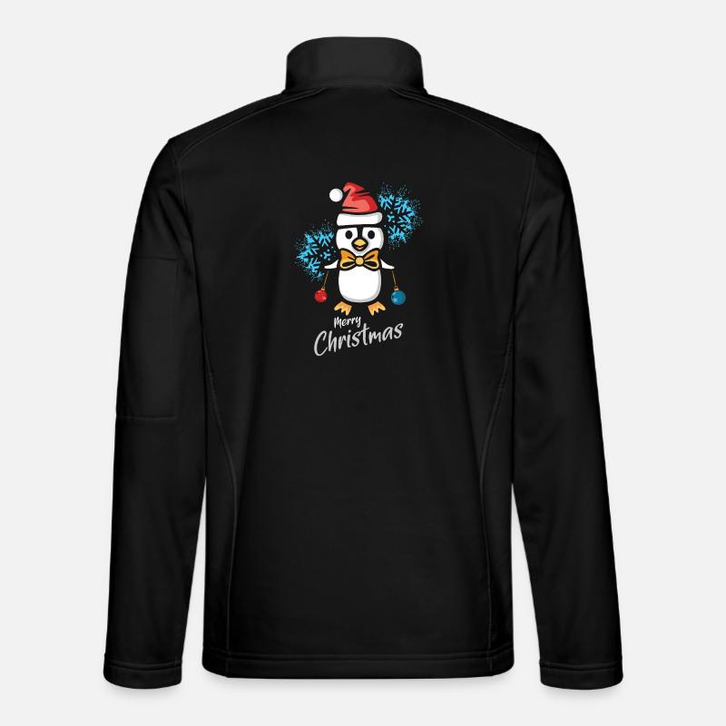 Weihnachtspinguin mit Schneeflocken - Unisex Softshelljacke - Schwarz