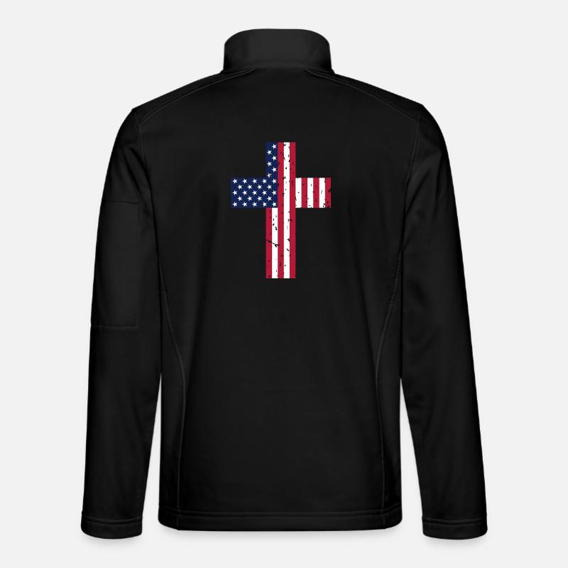 USA Cross Flag - Unisex Softshell Jacket - black