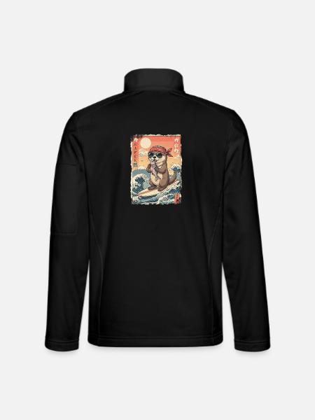 Kawaii Surf Otter - Unisex Softshell Jacket - black