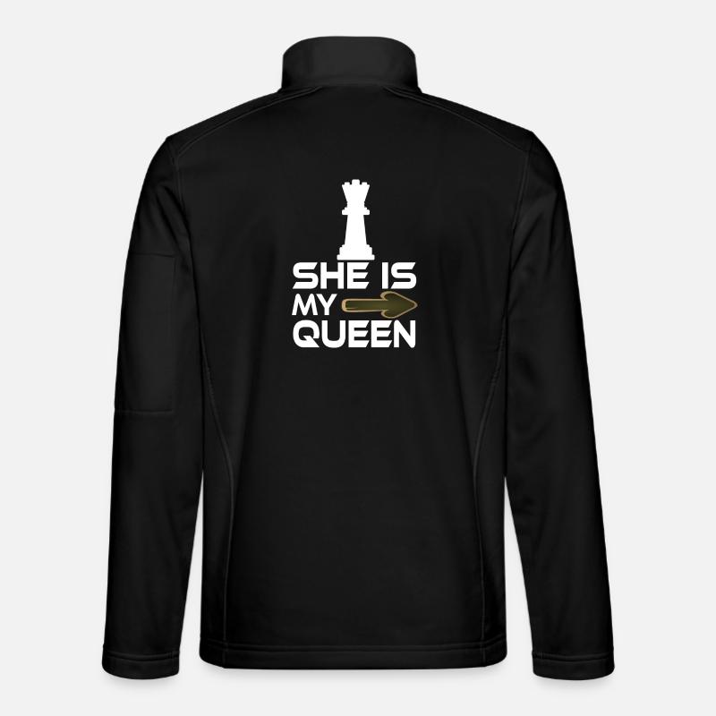 she is my queen text chess lover - Unisex Softshell Jacket - black