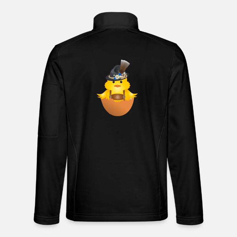 Chick with traditional hat and lederhosen in eggshell Unisex Softshell Jacket