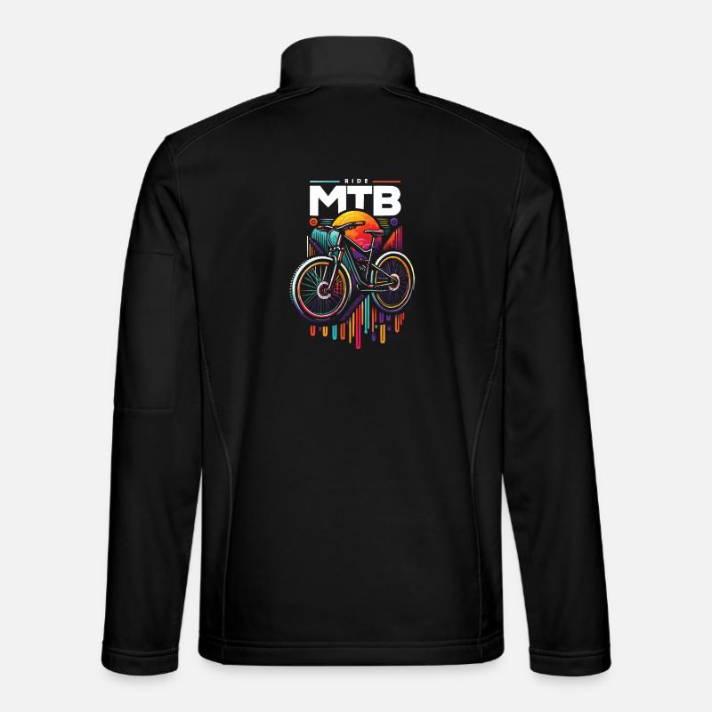 Vibrant MTB Cycling Sunset Design - Unisex Softshell Jacket - black