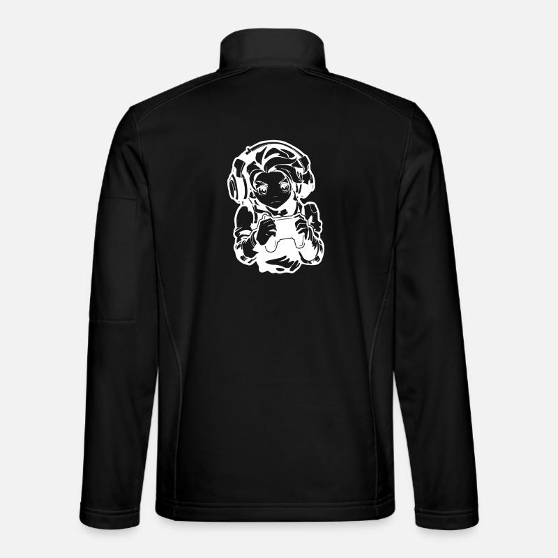 Gamer Boy Drawing - Unisex Softshell Jacket - black