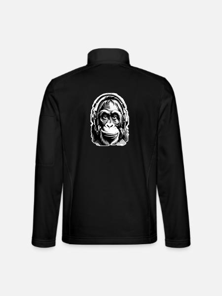 Musik Affe Gorilla mit Kopfhoerer als Geschenkidee - Unisex Softshelljacke - Schwarz - Hinten