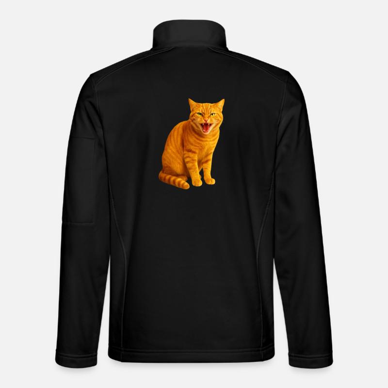 Hissing orange tabby cat - Unisex Softshell Jacket - black
