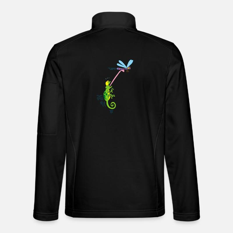 Die Libelle und das Chamäleon - Unisex Softshelljacke - Schwarz