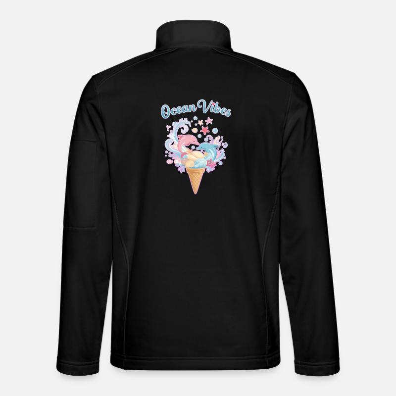 Cream & Dolphins Design 🍦🐬🐬 - Unisex Softshell Jacket - black