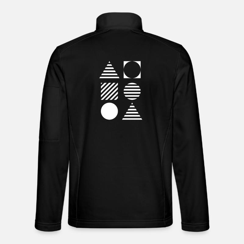 Geometrisches Gitter Monochrom - Unisex Softshelljacke - Schwarz