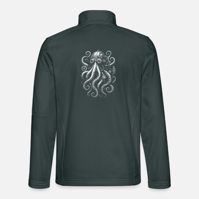 Design Steampunk Octopus Veste en tissu softshell Unisexe