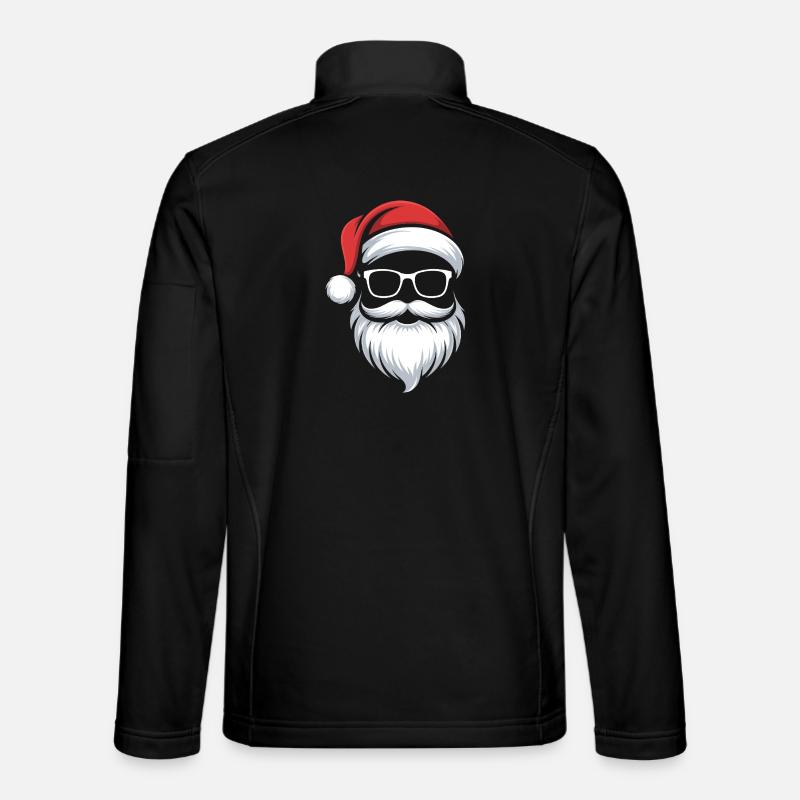 Weihnachts-Santa mit Bart und Brille - Unisex Softshelljacke - Schwarz
