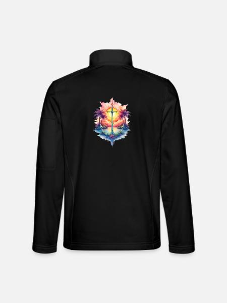 Tropical anchor at sunrise - Unisex Softshell Jacket - black