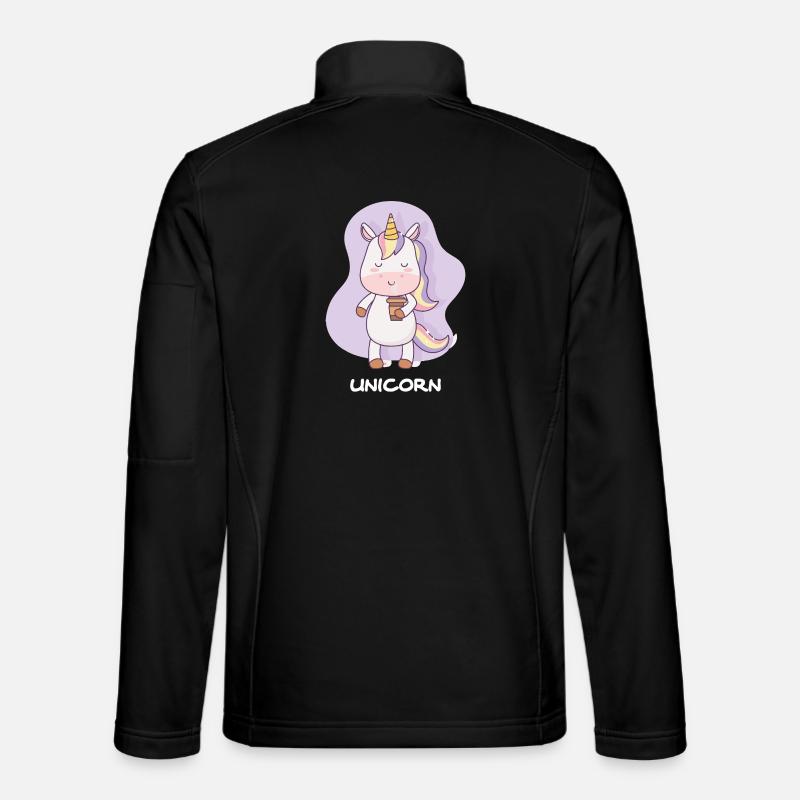 Coffee-drinking unicorn - Unisex Softshell Jacket - black