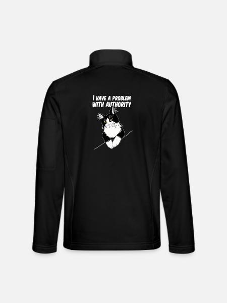 Cat Defies Authority - Unisex Softshell Jacket - black