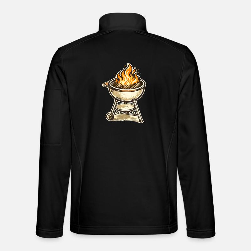 Grill Fire Motif Retro BBQ - Unisex Softshell Jacket - black