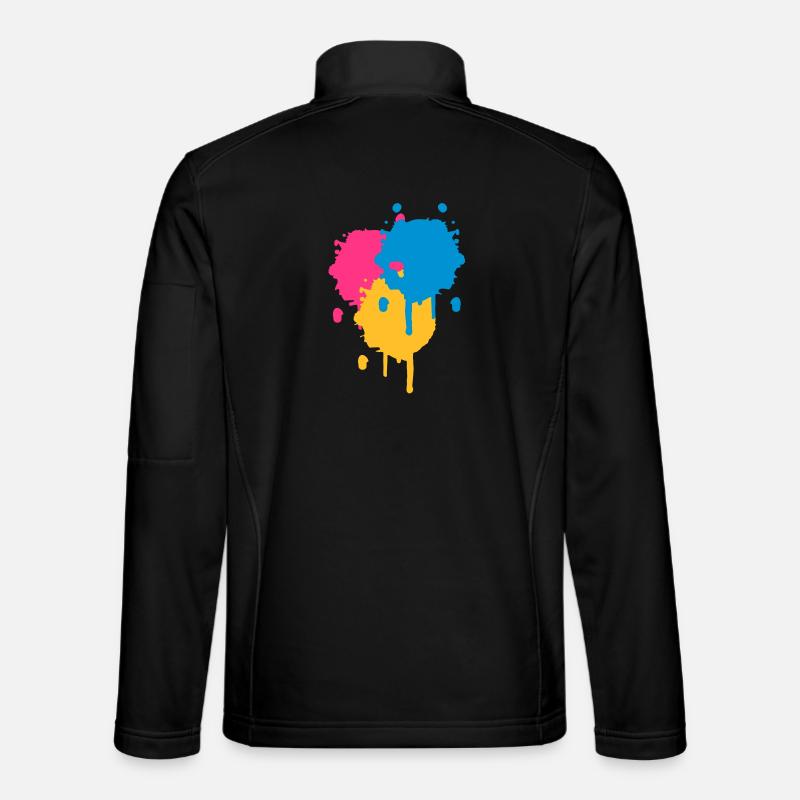 Drei bunte Farbflecken im Graffiti Stil Unisex Softshelljacke
